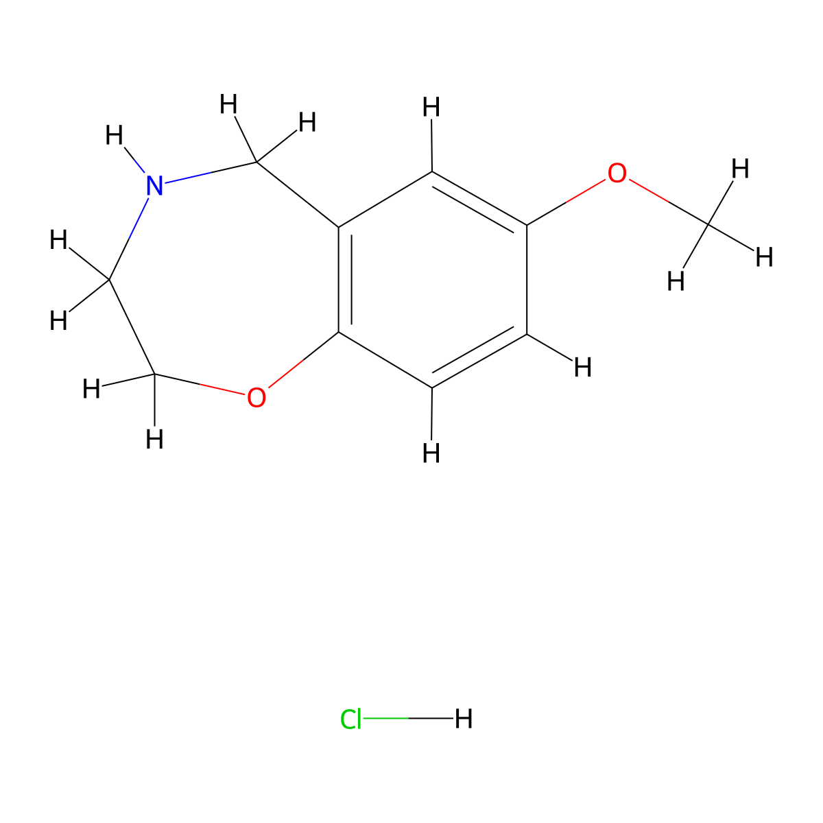 7-Methoxy-2,3,4,5-tetrahydro-1,4-benzoxazepine hydrochloride molecular structure, CAS 1803590-90-0