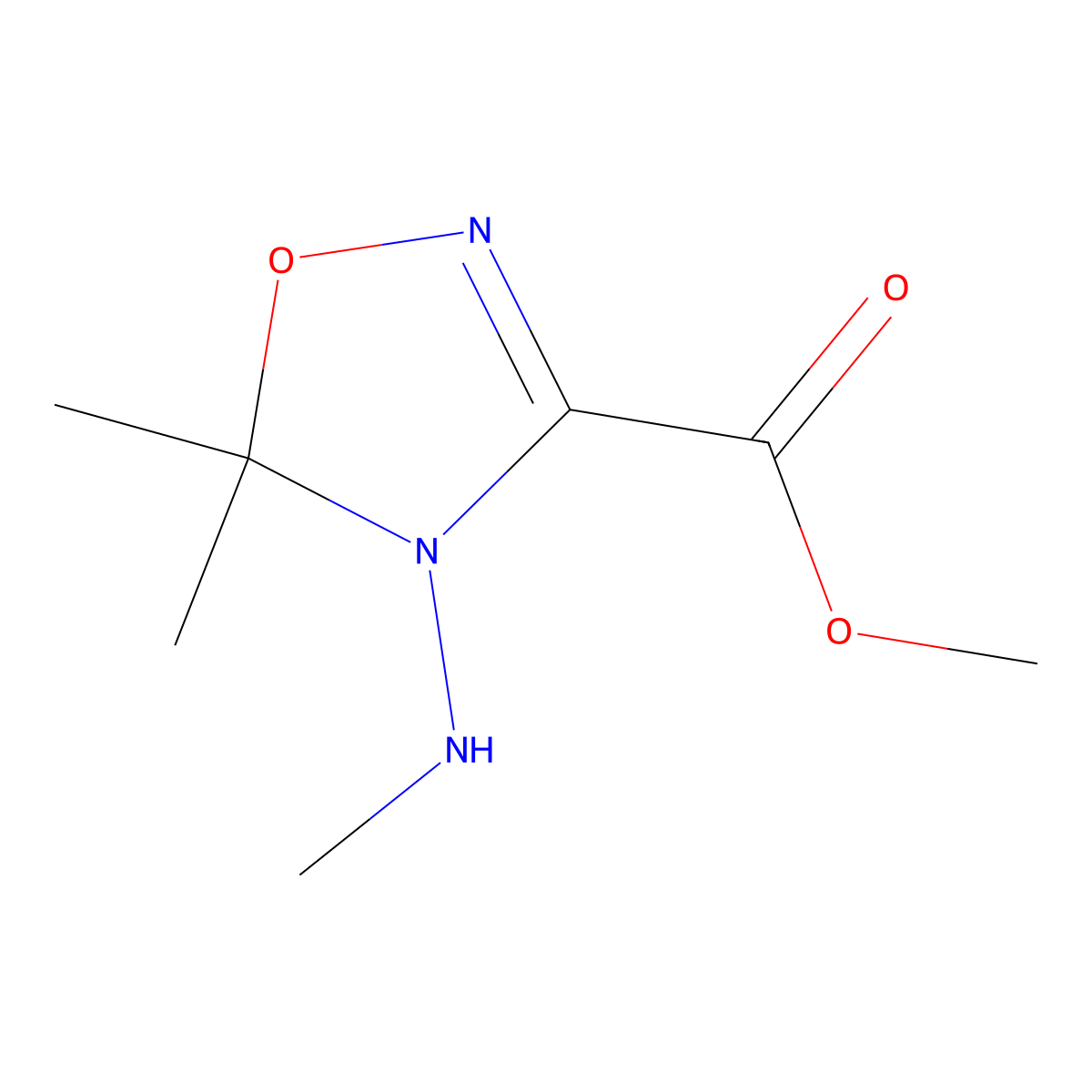 Methyl 5,5-dimethyl-4-(methylamino)-4,5-dihydro-1,2,4-oxadiazole-3-carboxylate molecular structure, CAS 1803590-96-6