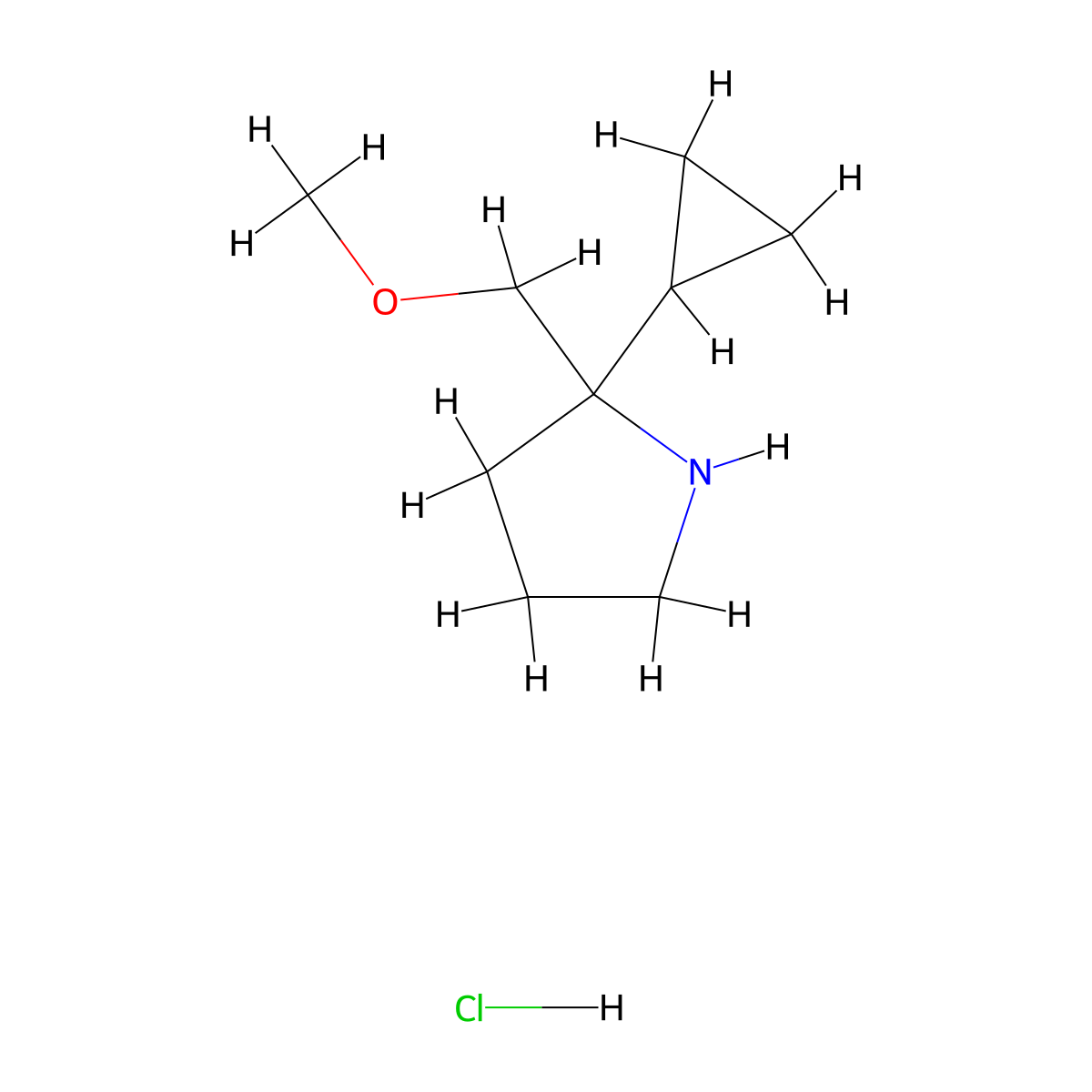 2-Cyclopropyl-2-(methoxymethyl)pyrrolidine hydrochloride molecular structure, CAS 1803590-97-7