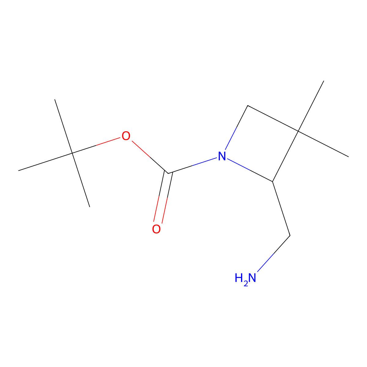 1-Azetidinecarboxylic acid, 2-(aminomethyl)-3,3-dimethyl-, 1,1-dimethylethyl ester molecular structure, CAS 1803591-00-5