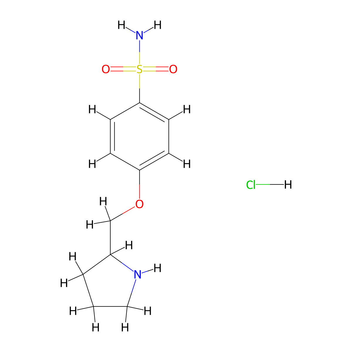 4-(Pyrrolidin-2-ylmethoxy)benzene-1-sulfonamide hydrochloride molecular structure, CAS 1803591-06-1