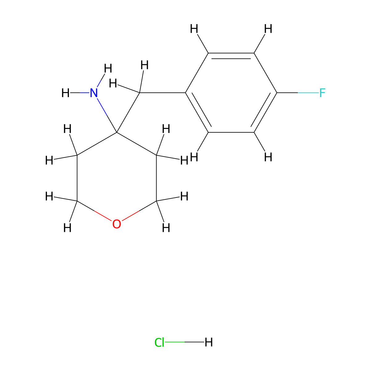 4-[(4-Fluorophenyl)methyl]oxan-4-amine hydrochloride molecular structure, CAS 1803591-23-2