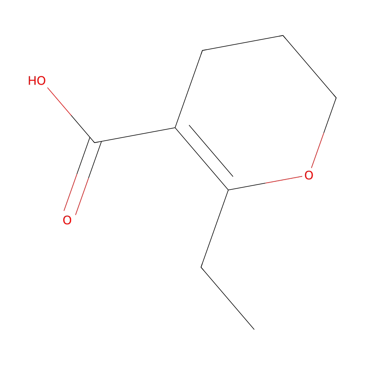 6-ethyl-3,4-dihydro-2H-pyran-5-carboxylic acid molecular structure, CAS 1803591-24-3