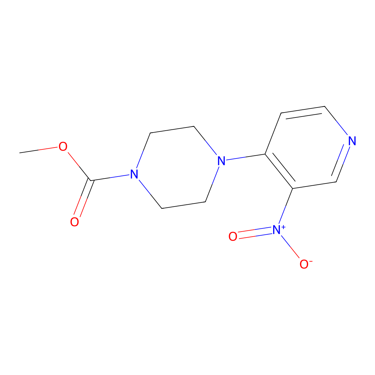 Methyl 4-(3-nitropyridin-4-yl)piperazine-1-carboxylate molecular structure, CAS 1803591-25-4