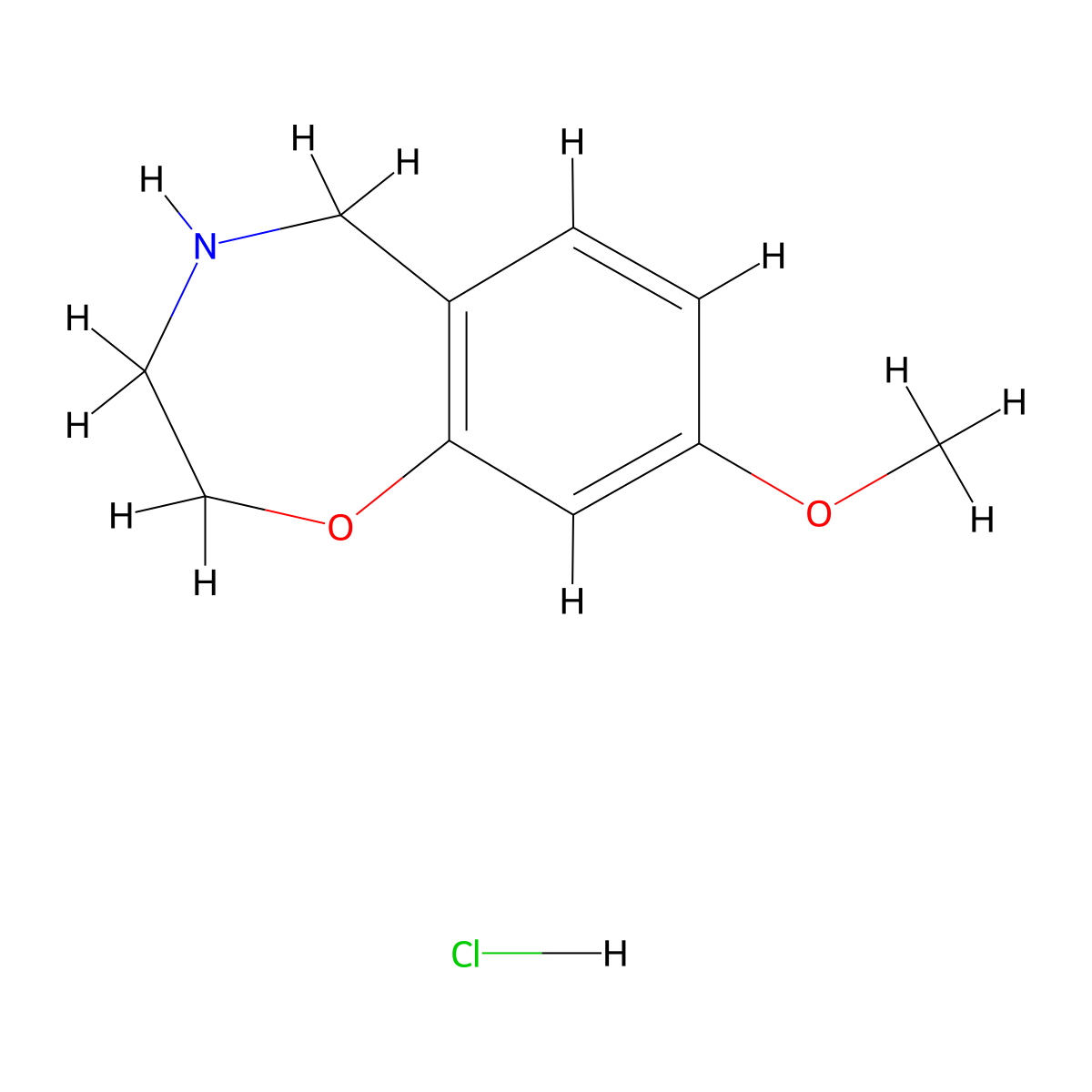 8-Methoxy-2,3,4,5-tetrahydro-1,4-benzoxazepine hydrochloride molecular structure, CAS 1803591-26-5