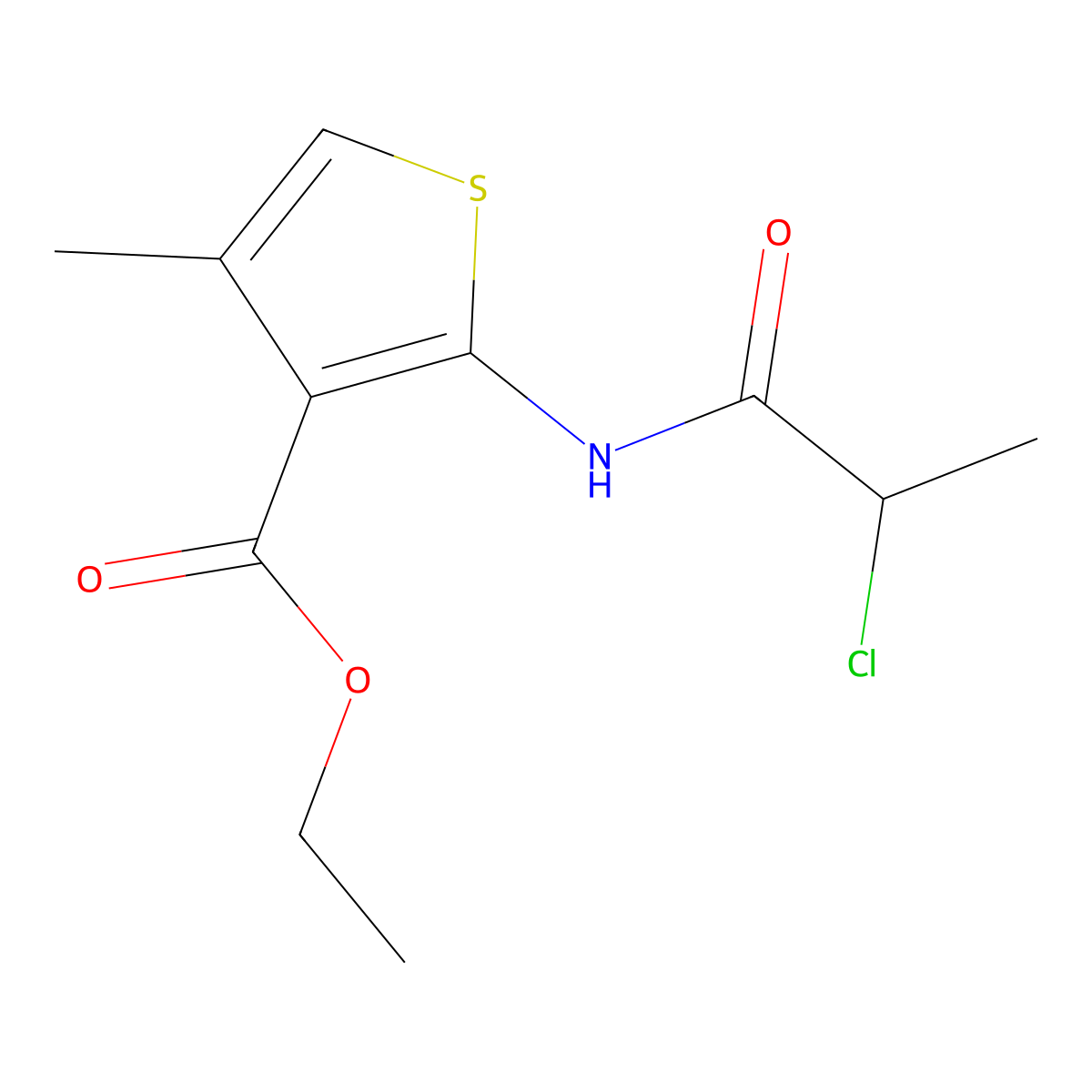 Ethyl 2-(2-chloropropanamido)-4-methylthiophene-3-carboxylate molecular structure, CAS 1803591-28-7