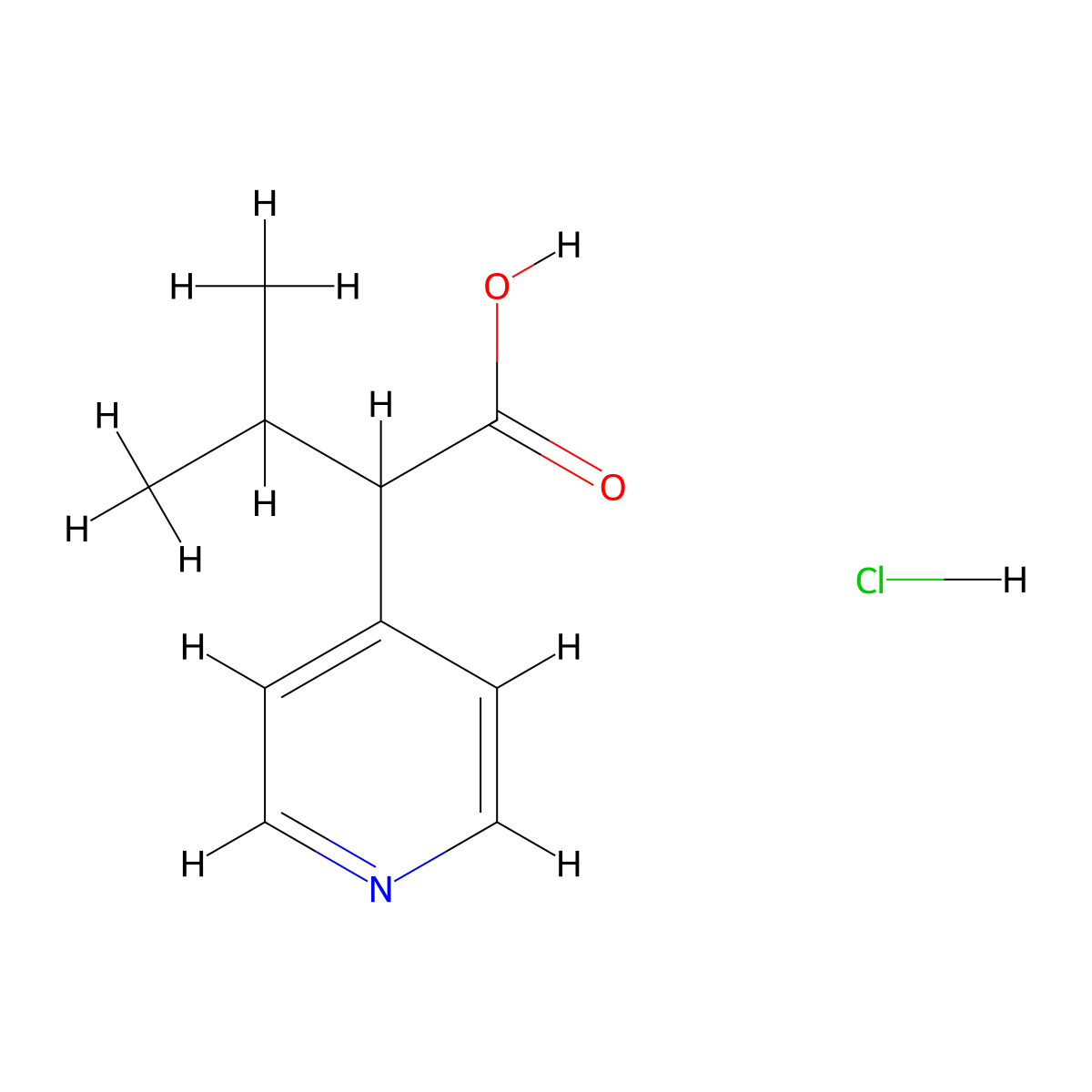 3-Methyl-2-(pyridin-4-yl)butanoic acid hydrochloride molecular structure, CAS 1803591-29-8