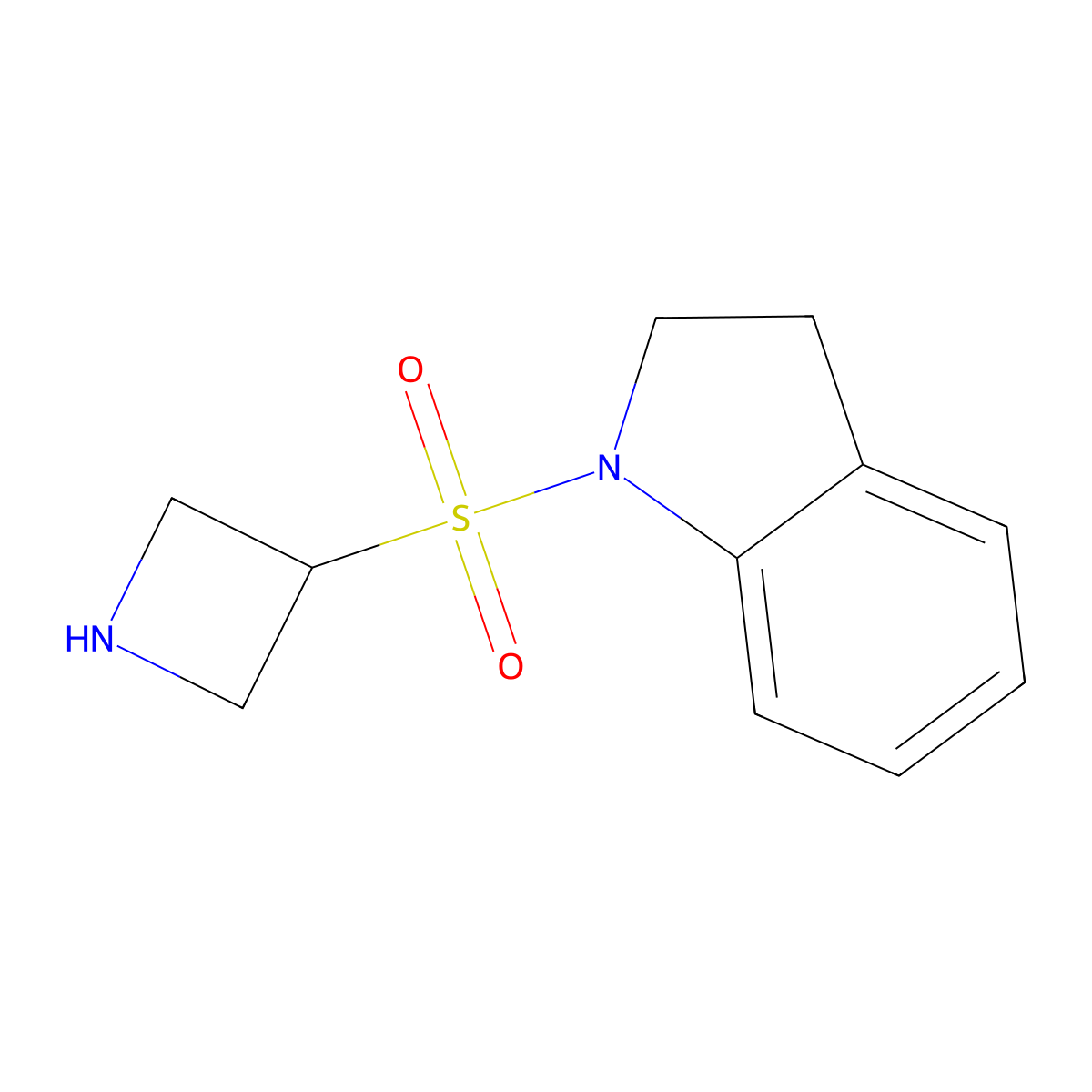 1-(azetidine-3-sulfonyl)-2,3-dihydro-1H-indole molecular structure, CAS 1803591-38-9