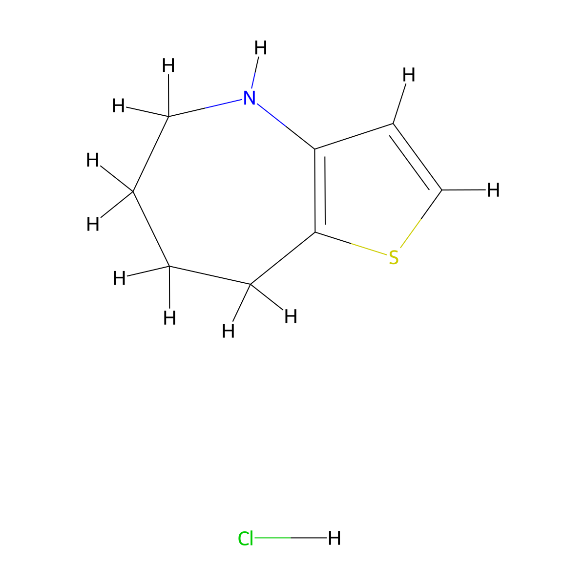 4H,5H,6H,7H,8H-thieno[3,2-b]azepine hydrochloride molecular structure, CAS 1803591-40-3