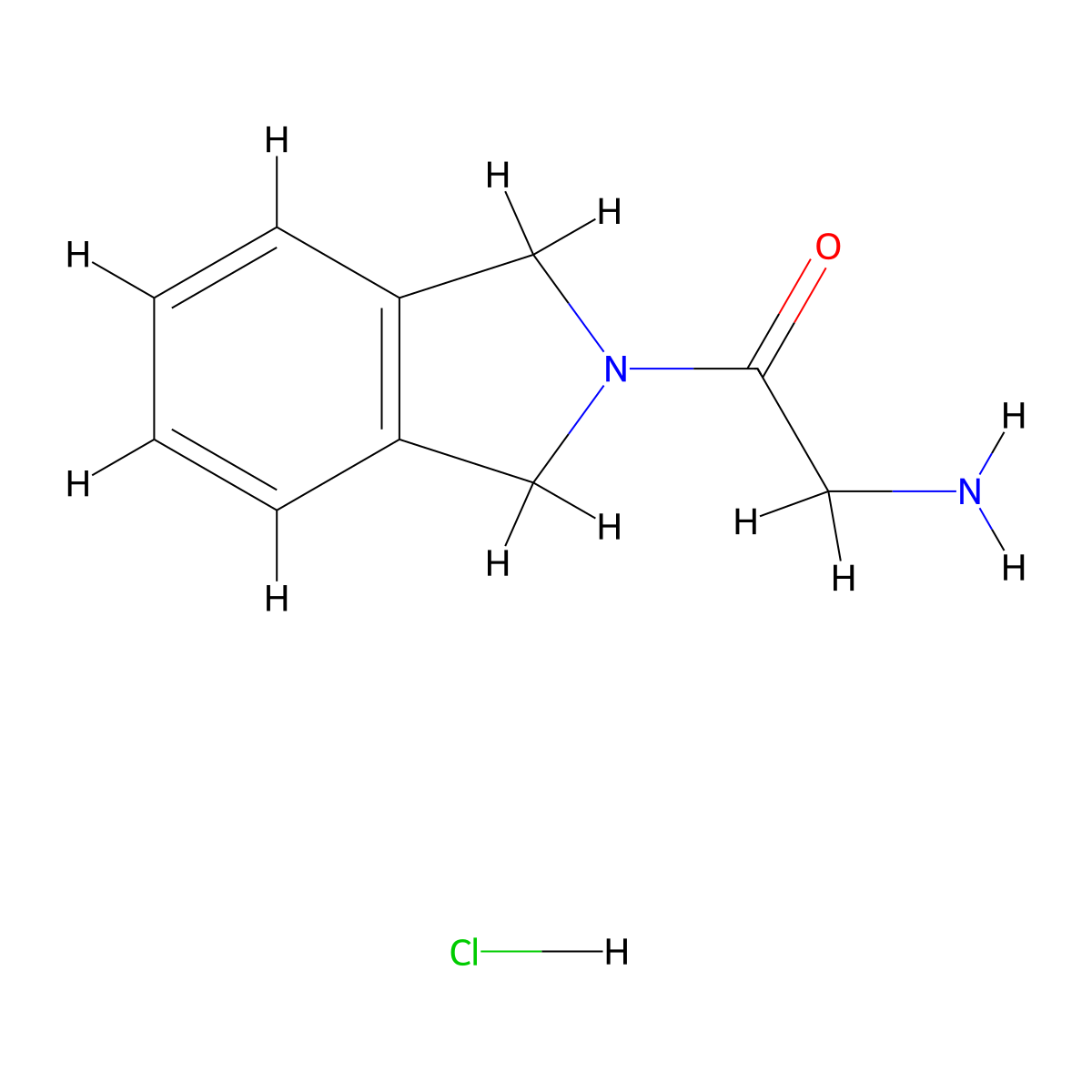 2-amino-1-(2,3-dihydro-1H-isoindol-2-yl)ethan-1-one hydrochloride molecular structure, CAS 1803591-46-9