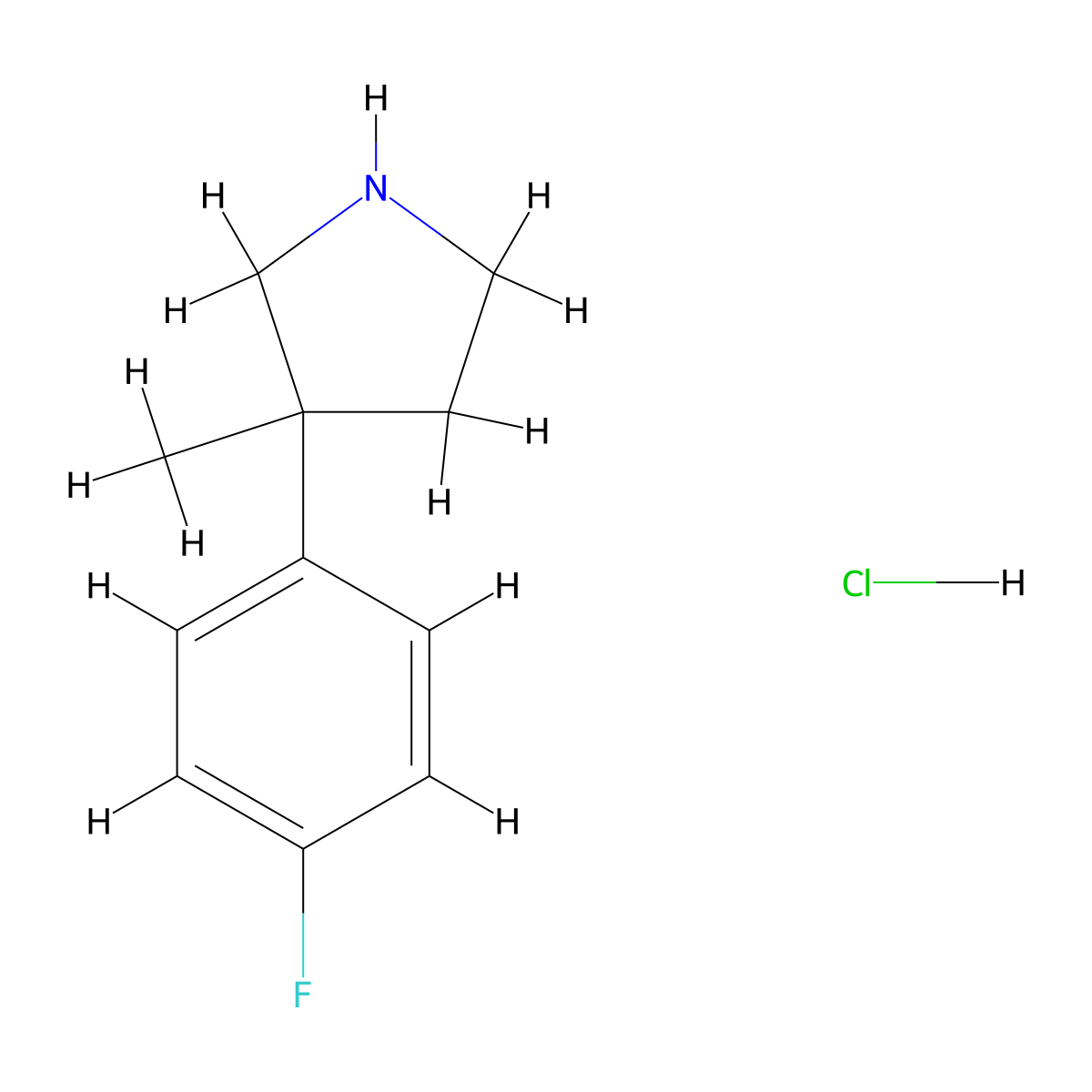 3-(4-Fluorophenyl)-3-methylpyrrolidine hydrochloride molecular structure, CAS 1803591-50-5