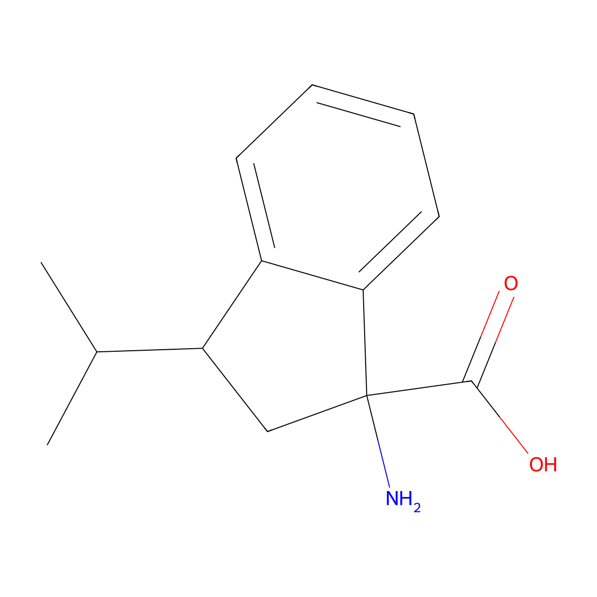 1-amino-3-(propan-2-yl)-2,3-dihydro-1H-indene-1-carboxylic acid molecular structure, CAS 1803591-59-4