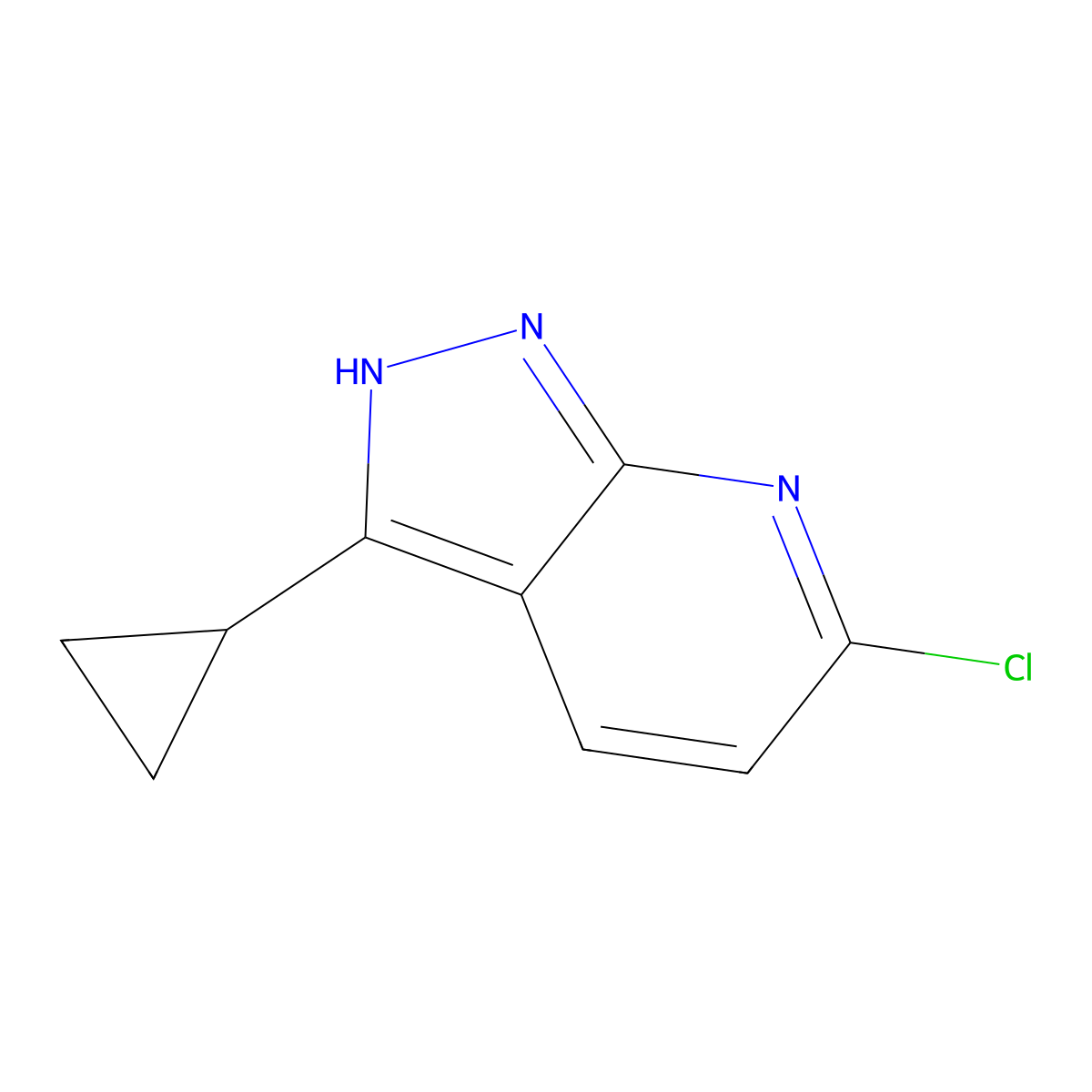 6-chloro-3-cyclopropyl-1H-pyrazolo(3,4-b)pyridine molecular structure, CAS 1803591-69-6