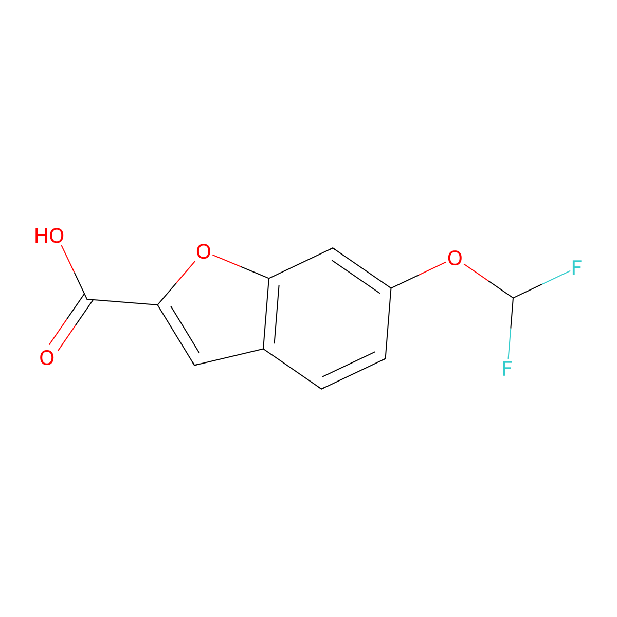 6-(Difluoromethoxy)-1-benzofuran-2-carboxylic acid molecular structure, CAS 1803591-71-0