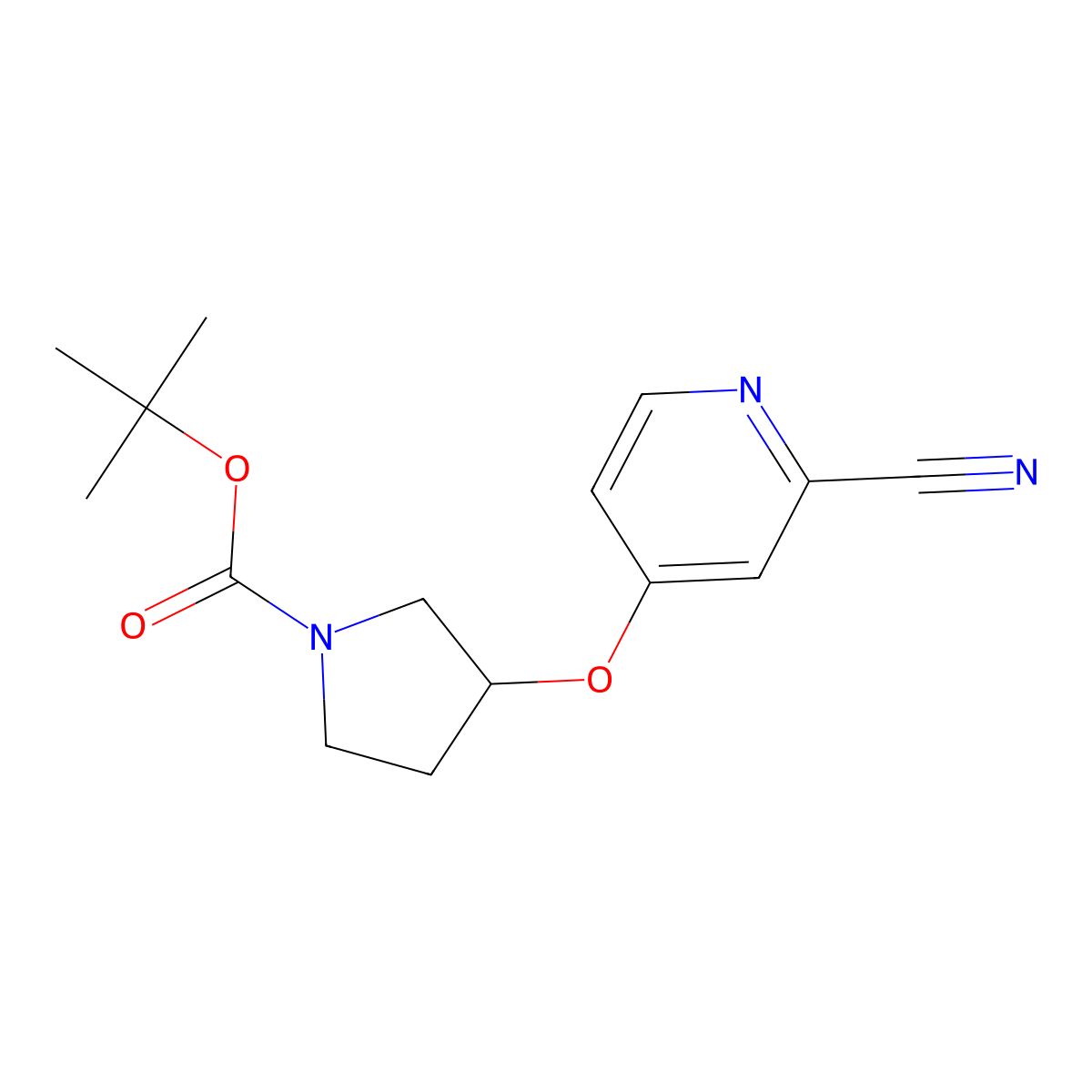 Tert-butyl 3-[(2-cyanopyridin-4-yl)oxy]pyrrolidine-1-carboxylate molecular structure, CAS 1803591-76-5