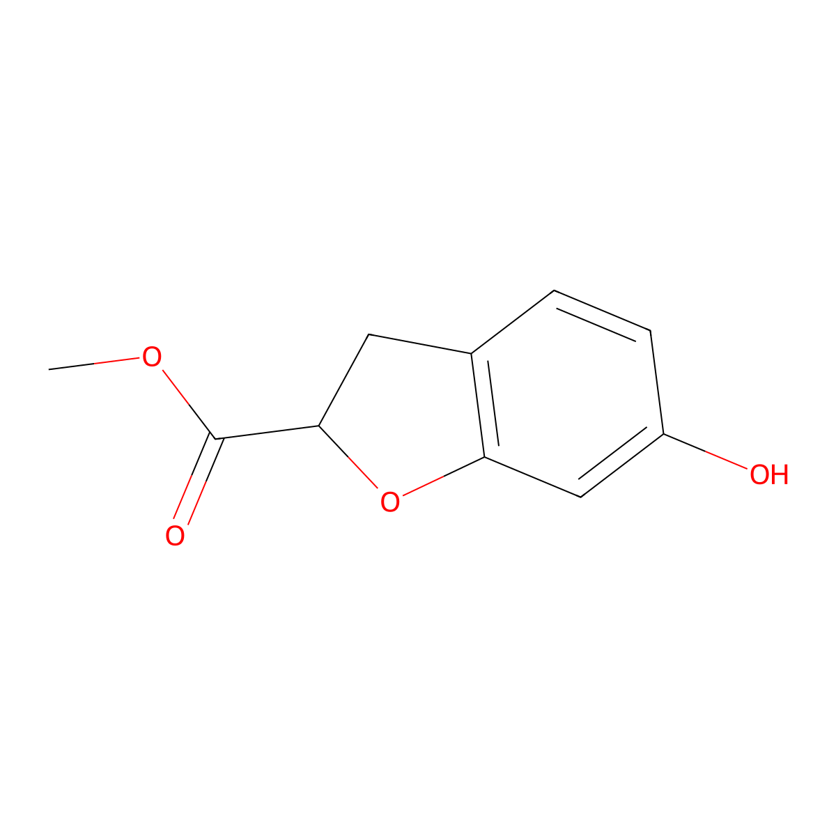 Methyl 6-hydroxy-2,3-dihydro-1-benzofuran-2-carboxylate molecular structure, CAS 1803591-79-8