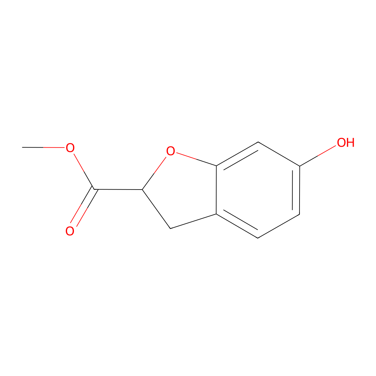 Methyl 6-hydroxy-2,3-dihydro-1-benzofuran-2-carboxylate molecular structure, CAS 1803591-79-8