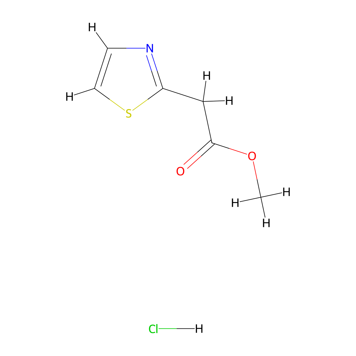 Methyl 2-(1,3-thiazol-2-yl)acetate hydrochloride molecular structure, CAS 1803591-82-3
