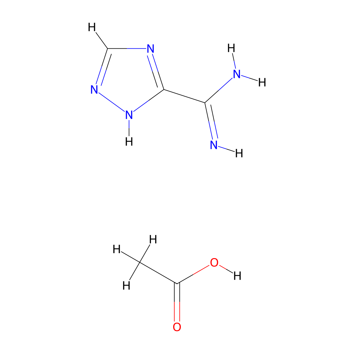4H-1,2,4-triazole-3-carboximidamide, acetic acid molecular structure, CAS 1803591-89-0