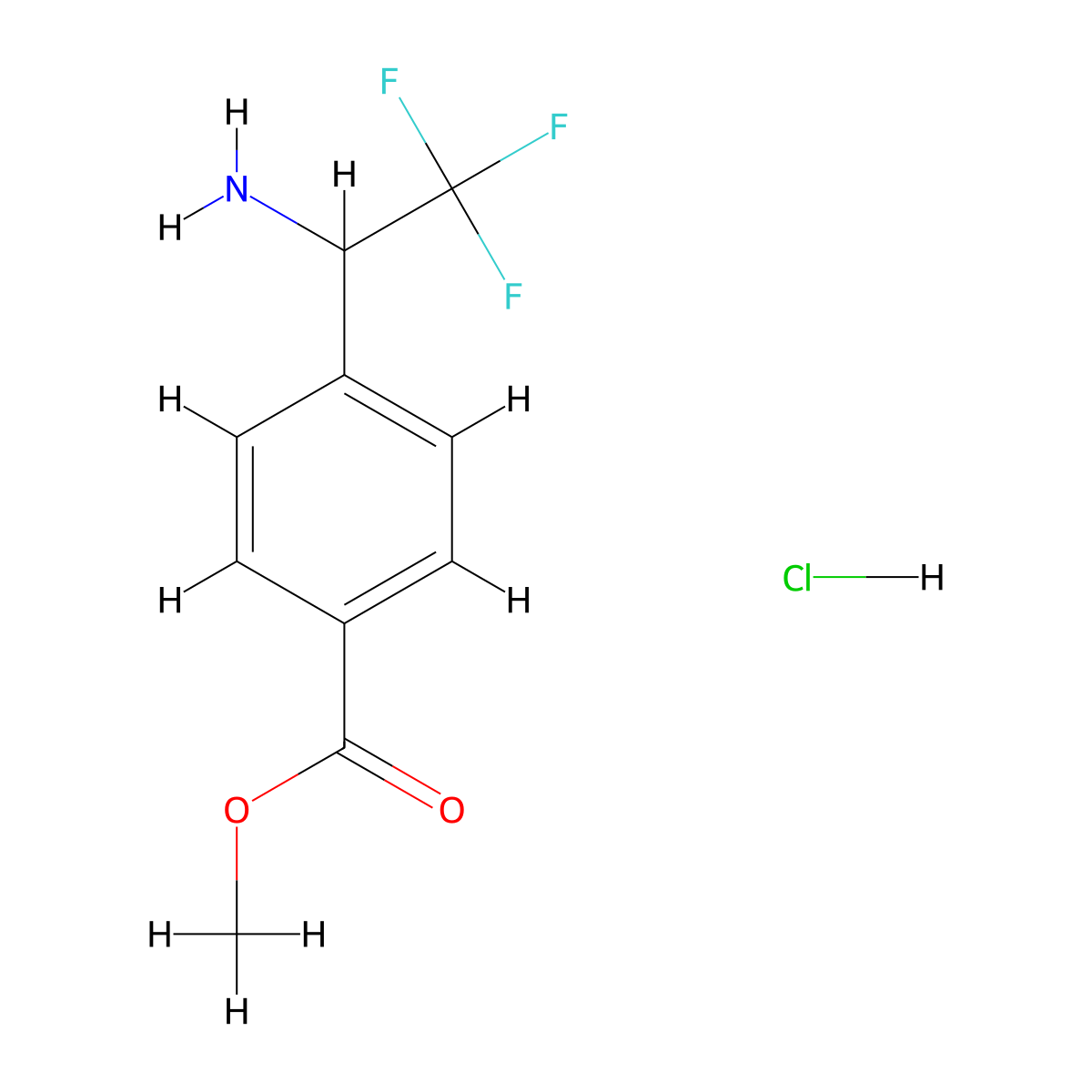 Methyl 4-(1-amino-2,2,2-trifluoroethyl)benzoate hydrochloride molecular structure, CAS 1803591-99-2