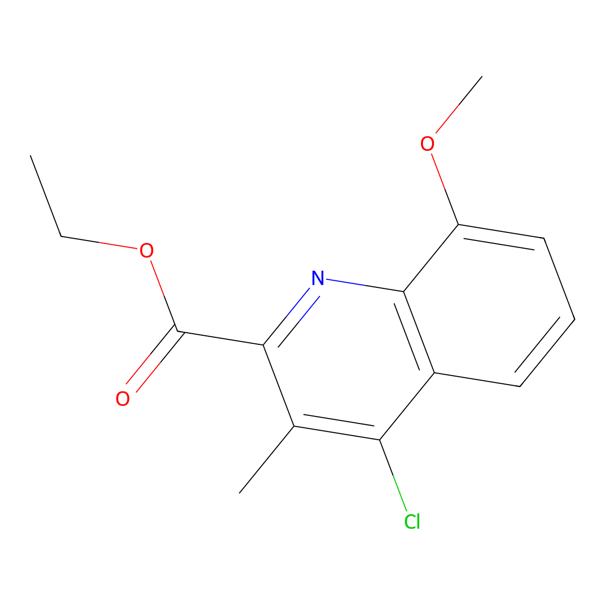 Ethyl 4-chloro-8-methoxy-3-methylquinoline-2-carboxylate molecular structure, CAS 1803592-06-4