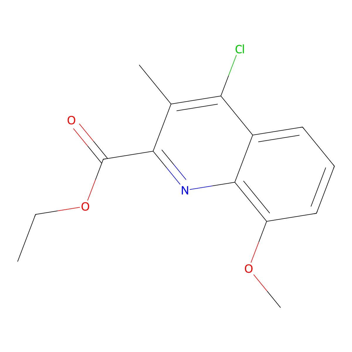 Ethyl 4-chloro-8-methoxy-3-methylquinoline-2-carboxylate molecular structure, CAS 1803592-06-4