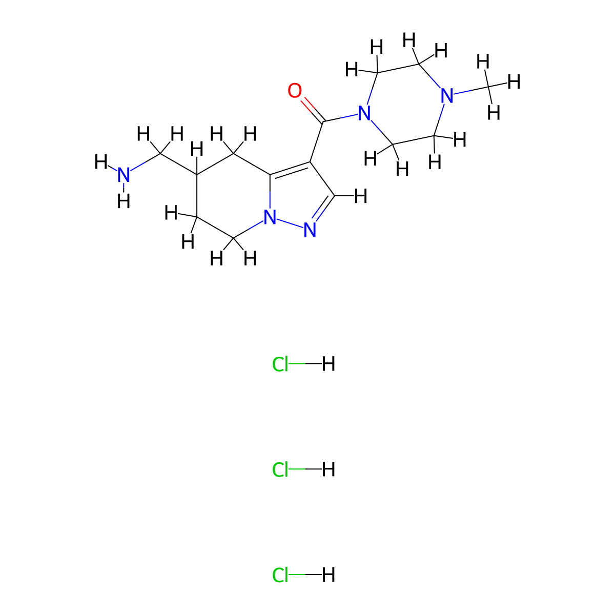 [3-(4-methylpiperazine-1-carbonyl)-4H,5H,6H,7H-pyrazolo[1,5-a]pyridin-5-yl]methanamine trihydrochloride molecular structure, CAS 1803592-07-5