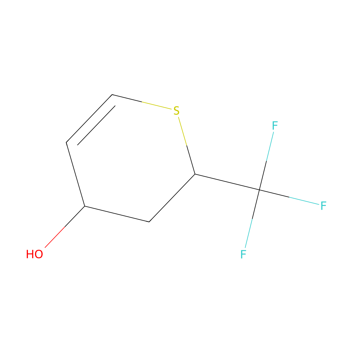 2-(trifluoromethyl)-3,4-dihydro-2H-thiopyran-4-ol molecular structure, CAS 1803592-09-7