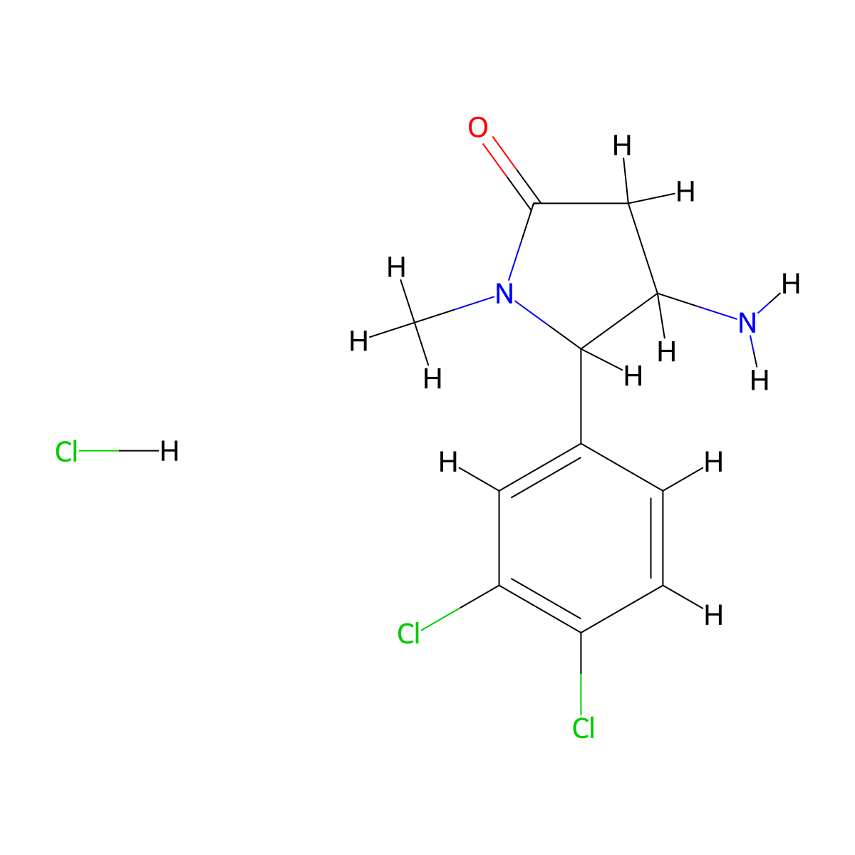 4-Amino-5-(3,4-dichlorophenyl)-1-methylpyrrolidin-2-one hydrochloride molecular structure, CAS 1803592-12-2