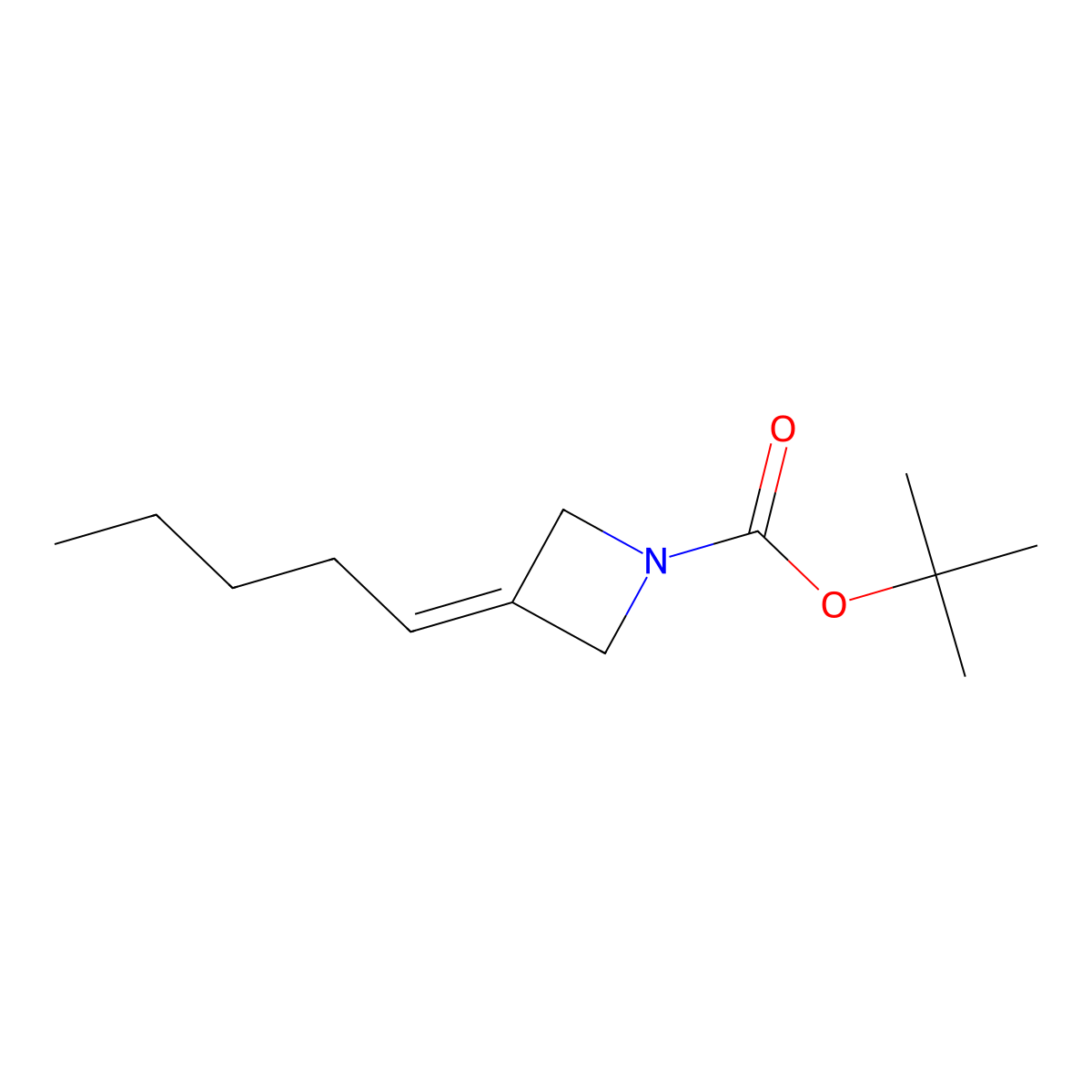 Tert-butyl 3-pentylideneazetidine-1-carboxylate molecular structure, CAS 1803592-15-5