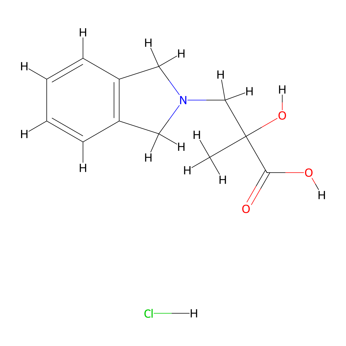 3-(2,3-dihydro-1H-isoindol-2-yl)-2-hydroxy-2-methylpropanoic acid hydrochloride molecular structure, CAS 1803592-22-4