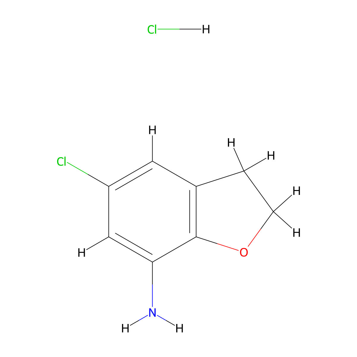 5-Chloro-2,3-dihydro-1-benzofuran-7-amine hydrochloride molecular structure, CAS 1803592-28-0