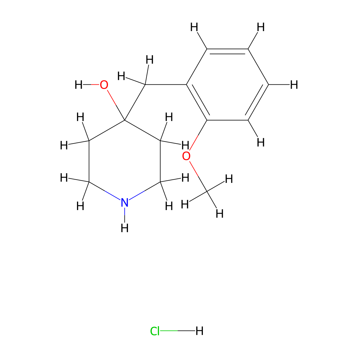 4-[(2-Methoxyphenyl)methyl]piperidin-4-ol hydrochloride molecular structure, CAS 1803592-30-4