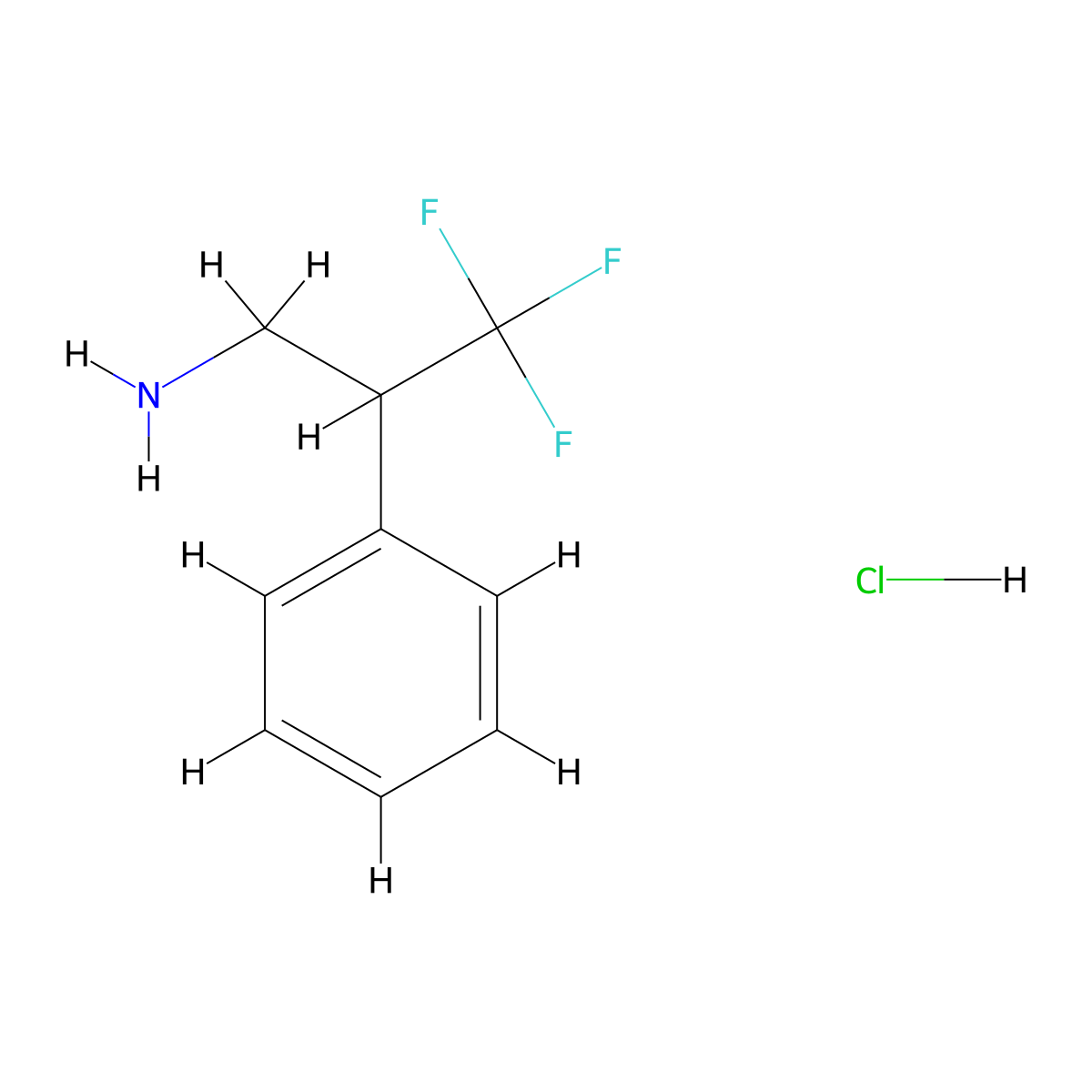 3,3,3-Trifluoro-2-phenylpropan-1-amine hydrochloride molecular structure, CAS 1803592-32-6