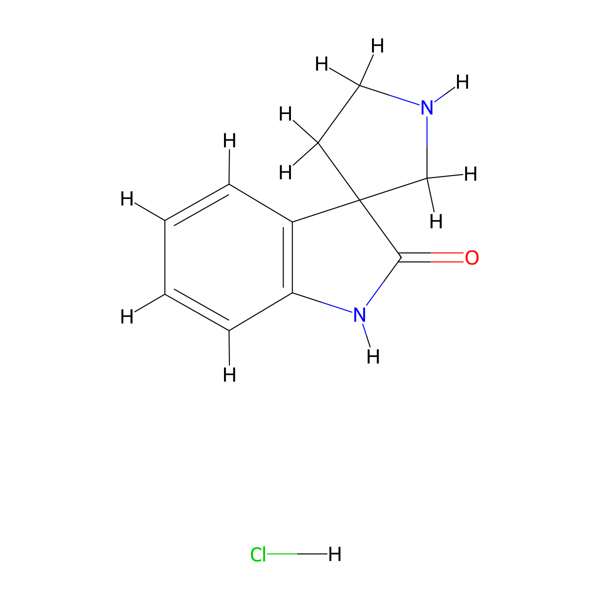 Spiro[indoline-3,3'-pyrrolidin]-2-one hydrochloride molecular structure, CAS 1803592-37-1