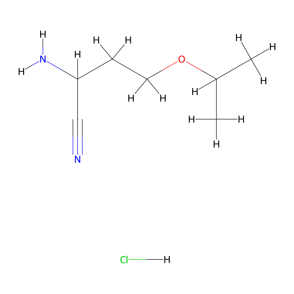 2-Amino-4-(propan-2-yloxy)butanenitrile hydrochloride molecular structure, CAS 1803592-40-6