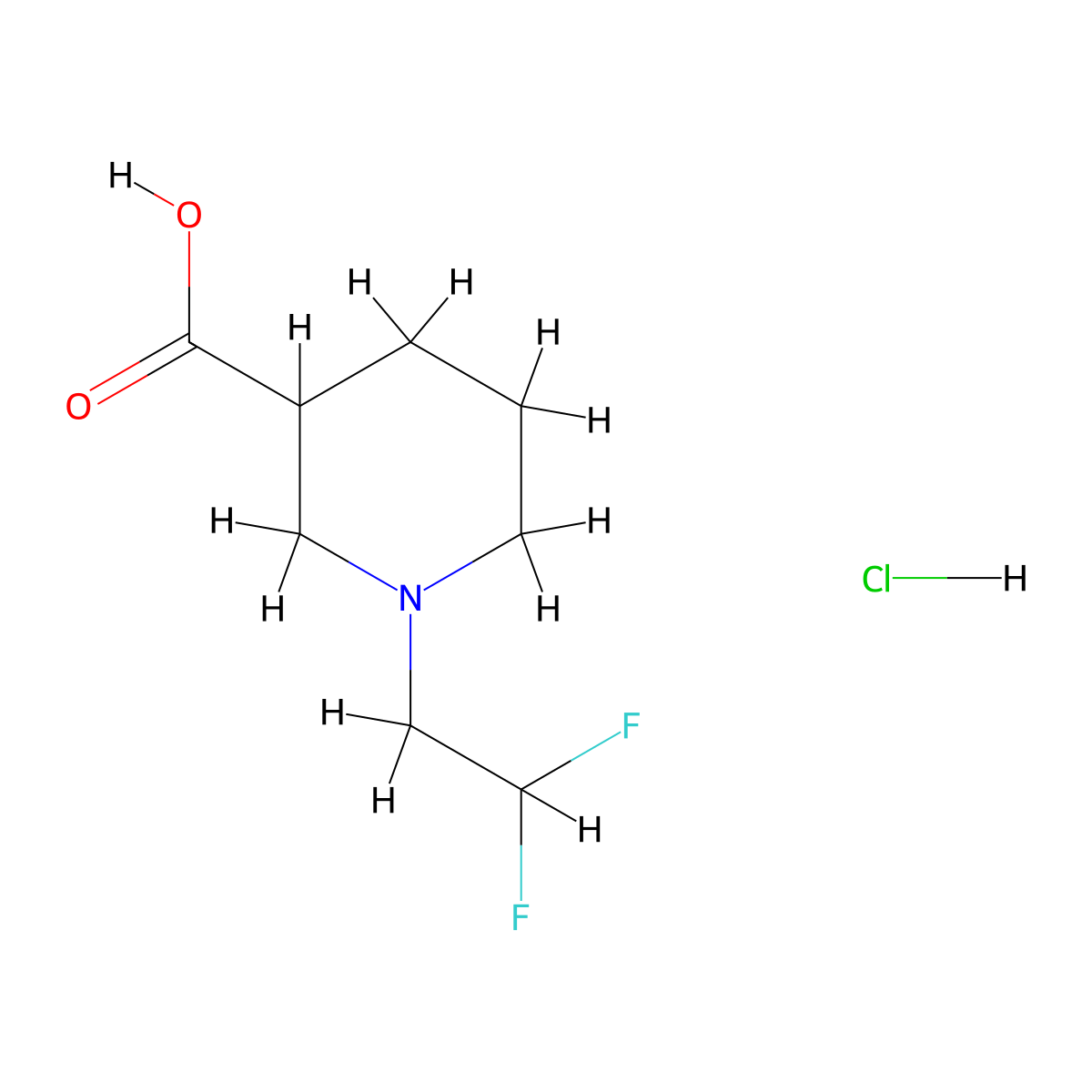 1-(2,2-Difluoroethyl)piperidine-3-carboxylic acid hydrochloride molecular structure, CAS 1803592-54-2