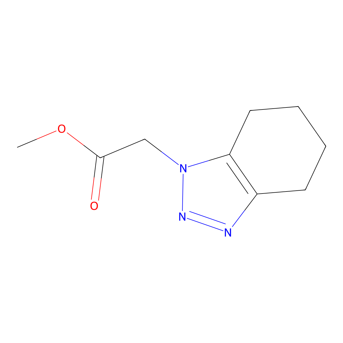 methyl 2-(4,5,6,7-tetrahydro-1H-1,2,3-benzotriazol-1-yl)acetate molecular structure, CAS 1803592-56-4