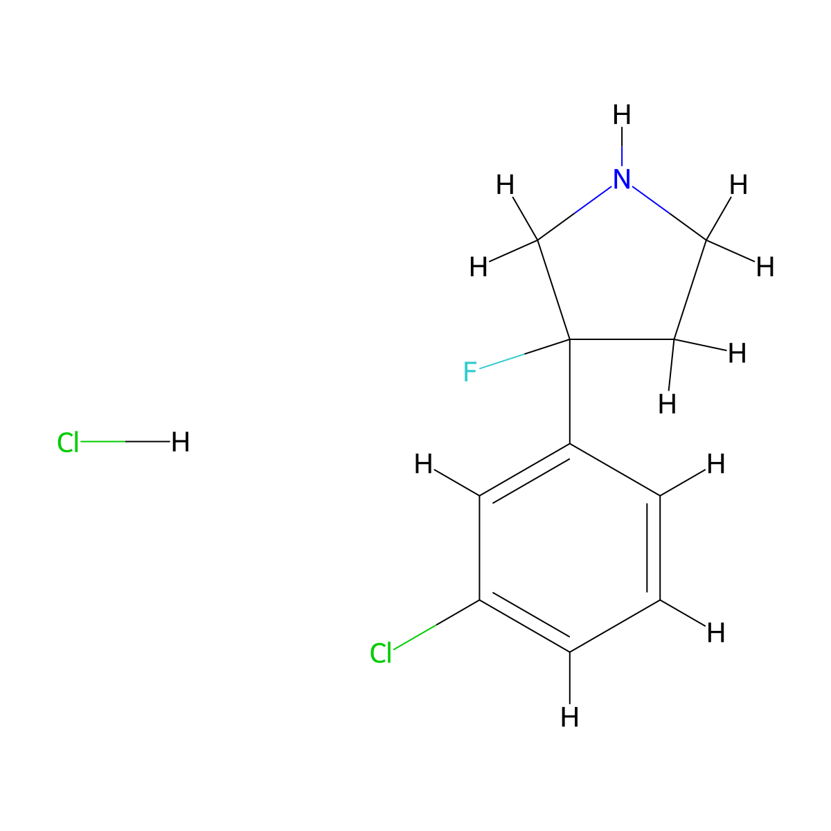3-(3-Chlorophenyl)-3-fluoropyrrolidine hydrochloride molecular structure, CAS 1803592-61-1