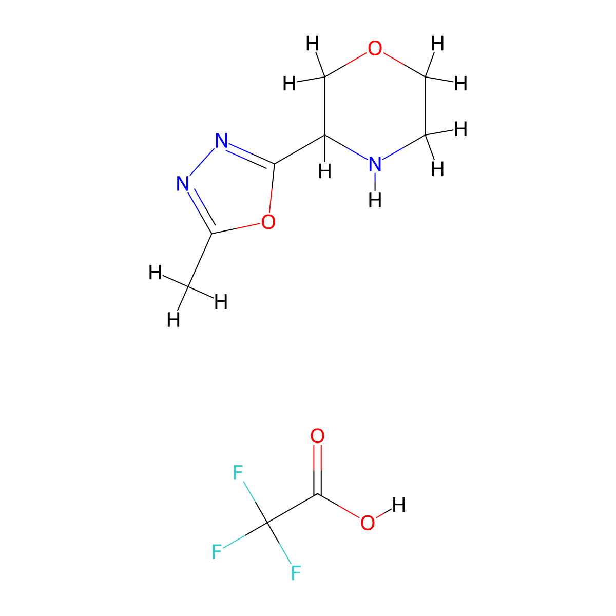 3-(5-Methyl-1,3,4-oxadiazol-2-yl)morpholine; trifluoroacetic acid molecular structure, CAS 1803592-65-5