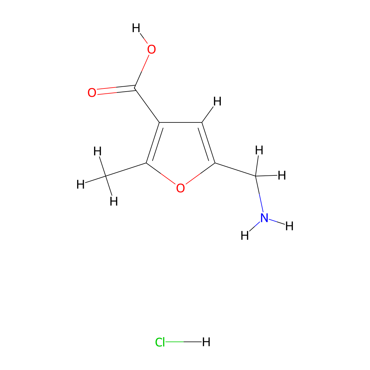 5-(Aminomethyl)-2-methylfuran-3-carboxylic acid hydrochloride molecular structure, CAS 1803592-68-8