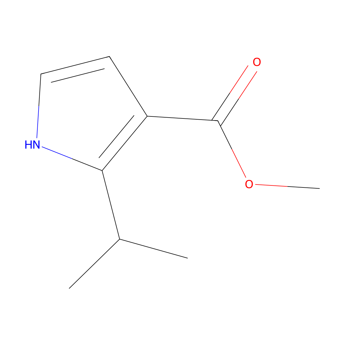 methyl 2-(propan-2-yl)-1H-pyrrole-3-carboxylate molecular structure, CAS 1803592-73-5