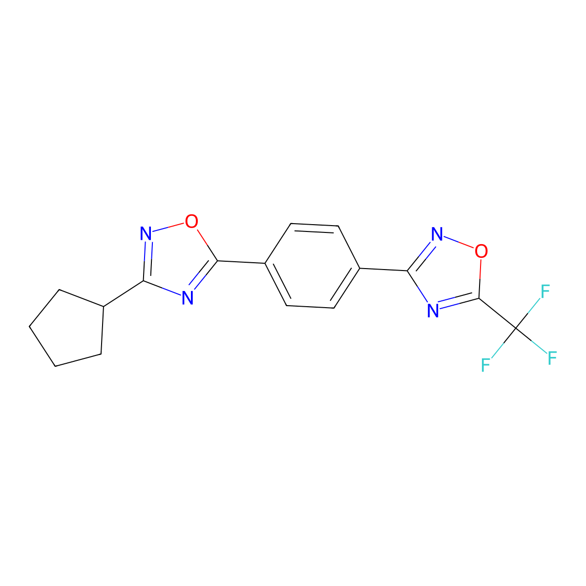 3-Cyclopentyl-5-{4-[5-(trifluoromethyl)-1,2,4-oxadiazol-3-yl]phenyl}-1,2,4-oxadiazole molecular structure, CAS 1803592-80-4
