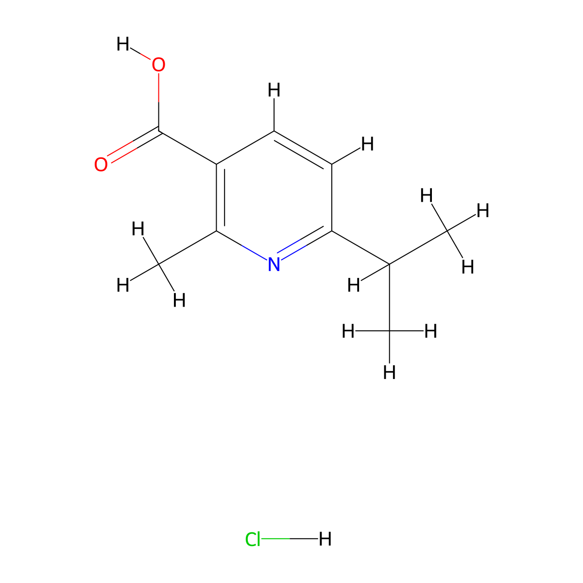 2-Methyl-6-(propan-2-yl)pyridine-3-carboxylic acid hydrochloride molecular structure, CAS 1803592-94-0