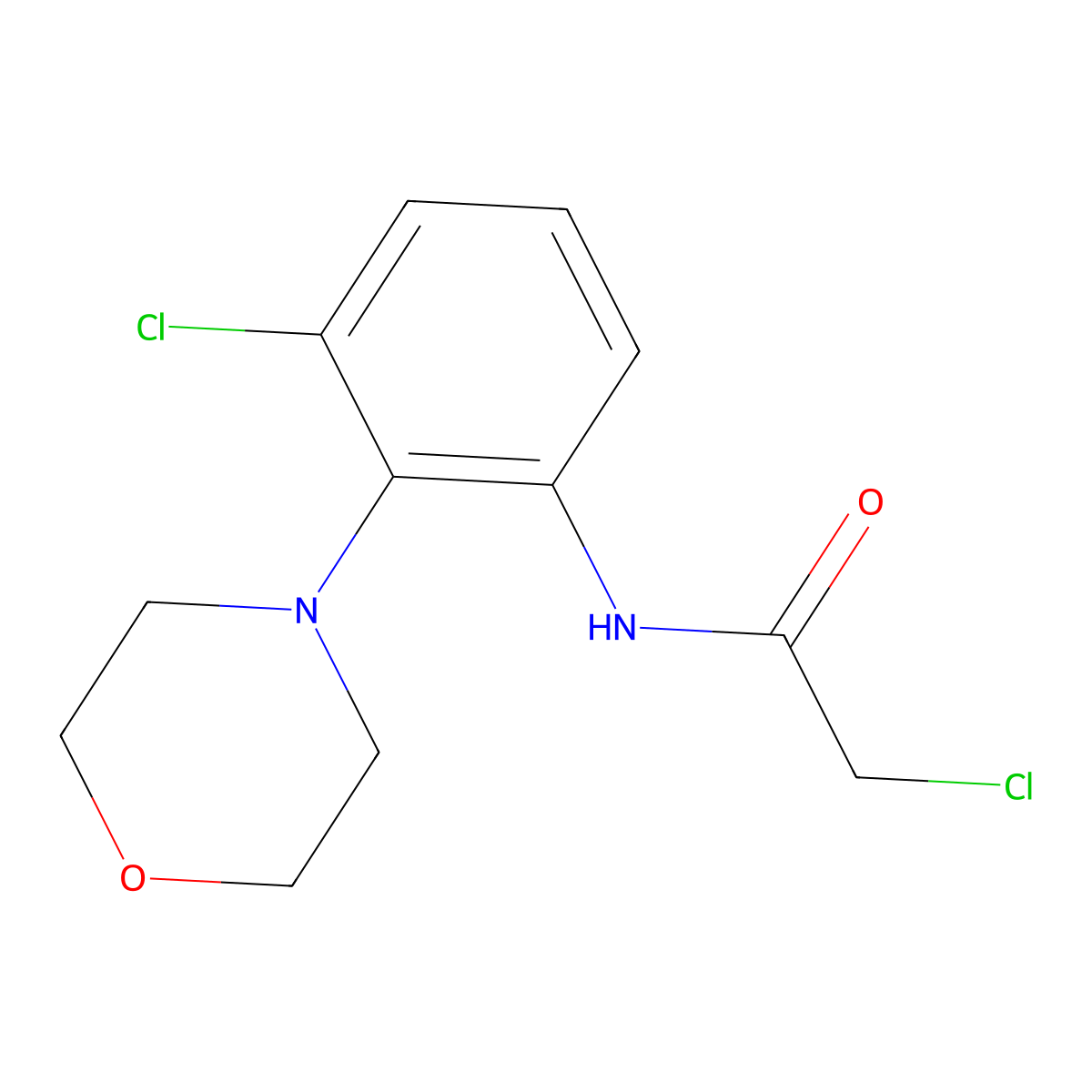 2-chloro-N-[3-chloro-2-(morpholin-4-yl)phenyl]acetamide molecular structure, CAS 1803593-00-1