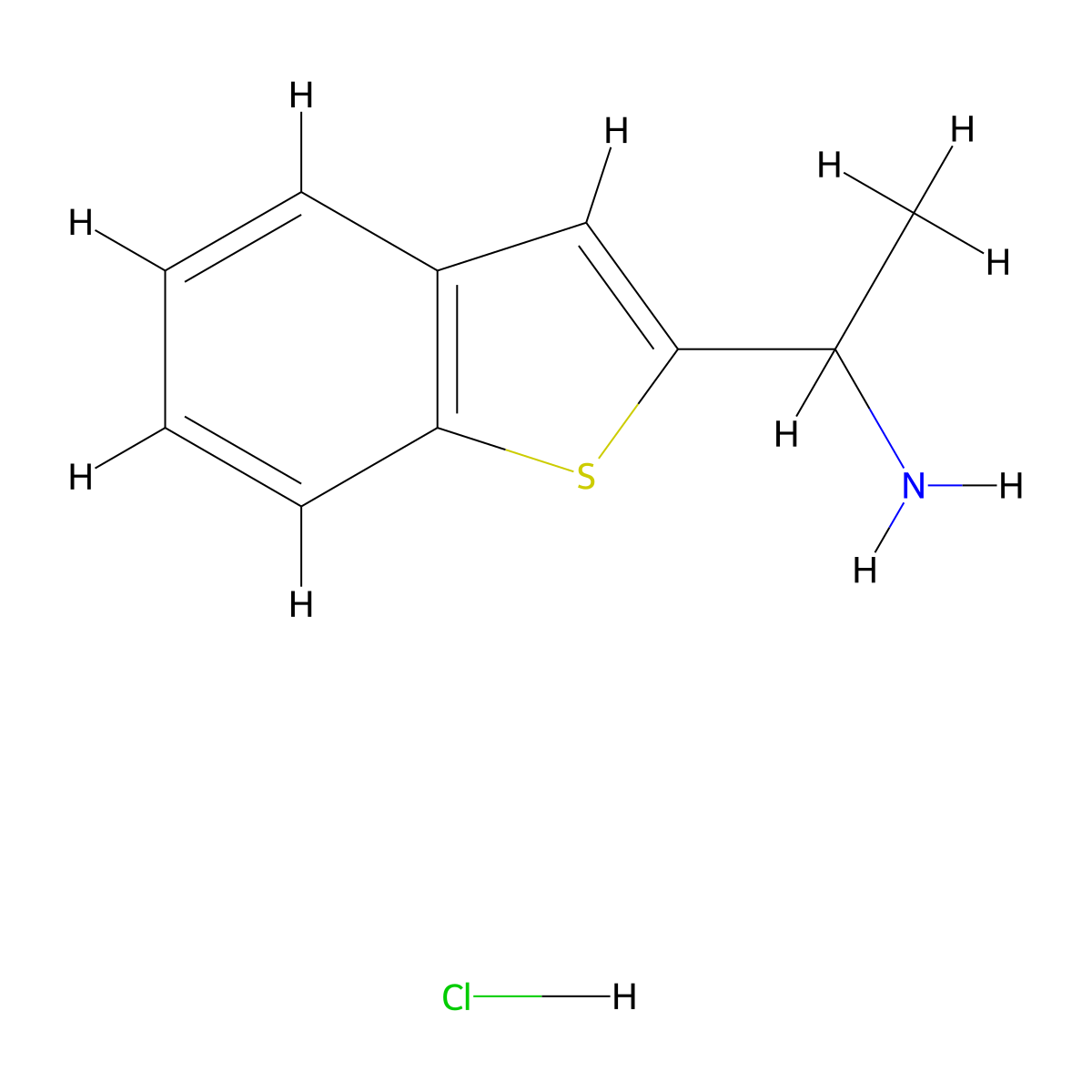 1-(1-Benzothiophen-2-yl)ethan-1-amine hydrochloride molecular structure, CAS 1803593-05-6