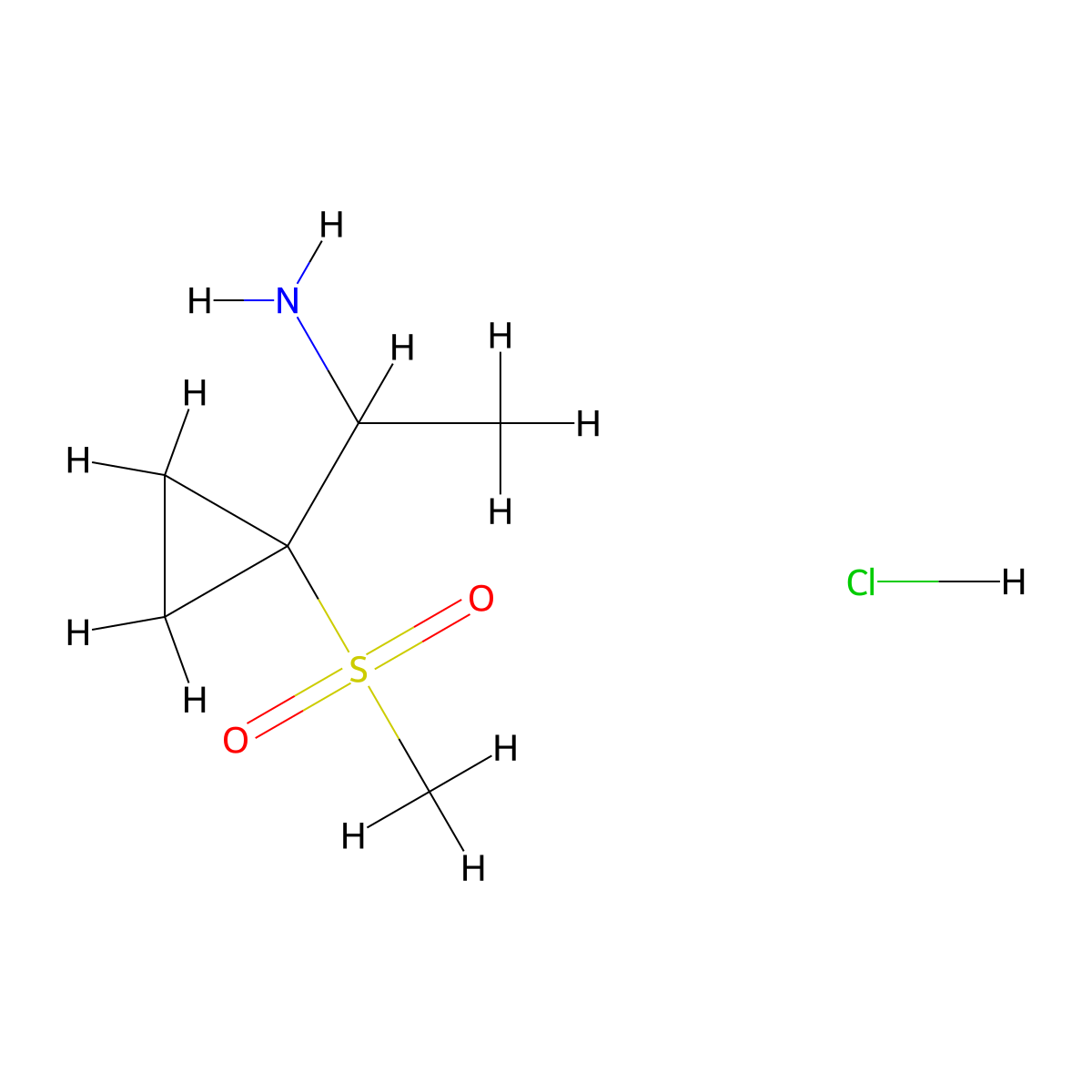 1-(1-Methanesulfonylcyclopropyl)ethan-1-amine hydrochloride molecular structure, CAS 1803593-06-7