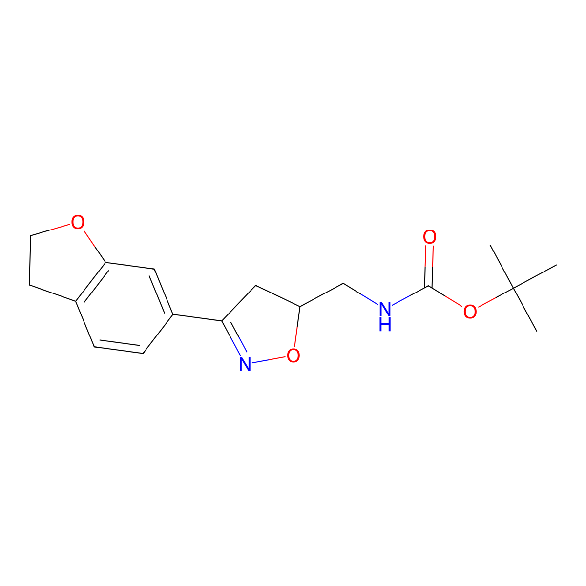 tert-butyl N-{[3-(2,3-dihydro-1-benzofuran-6-yl)-4,5-dihydro-1,2-oxazol-5-yl]methyl}carbamate molecular structure, CAS 1803593-10-3