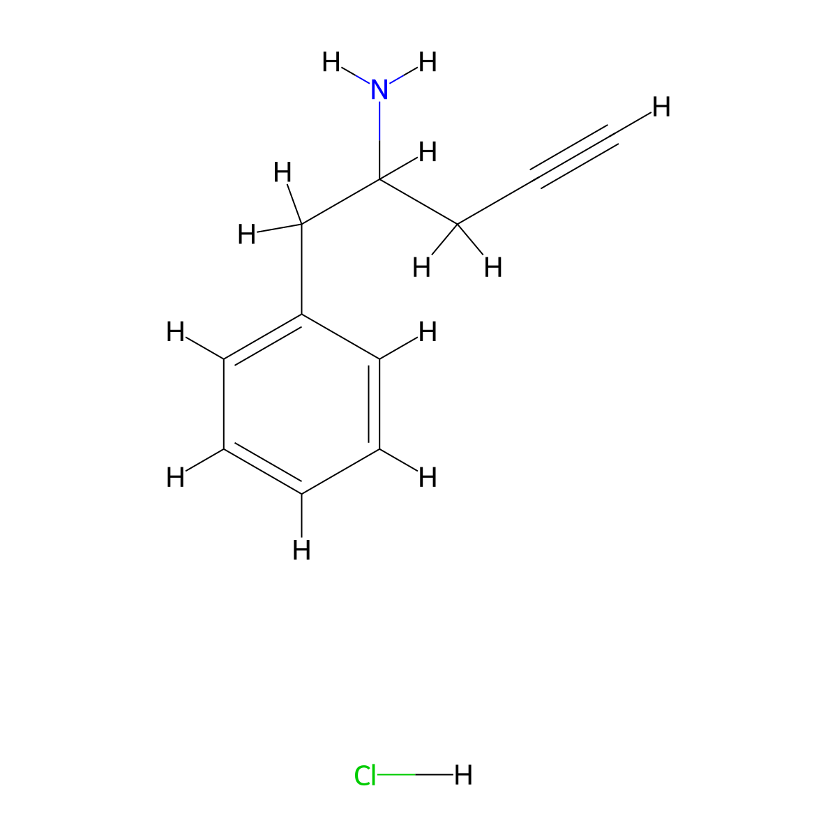 1-Phenylpent-4-yn-2-amine hydrochloride molecular structure, CAS 1803593-13-6