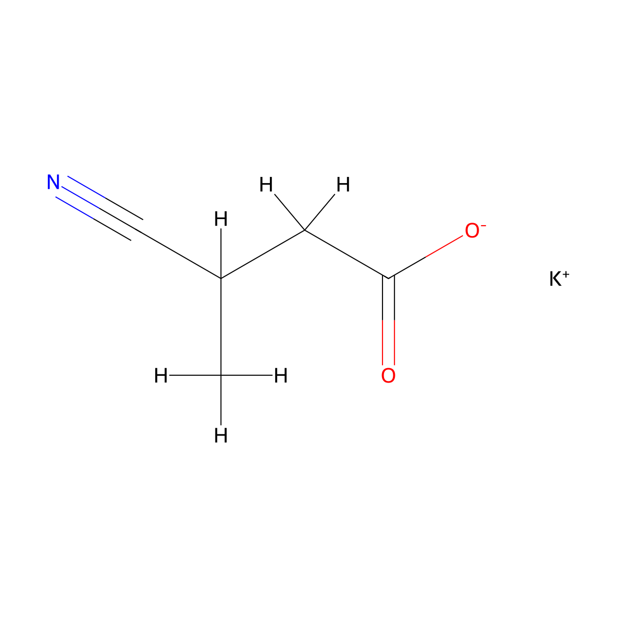 Potassium 3-cyano-3-methylpropanoate molecular structure, CAS 1803593-17-0